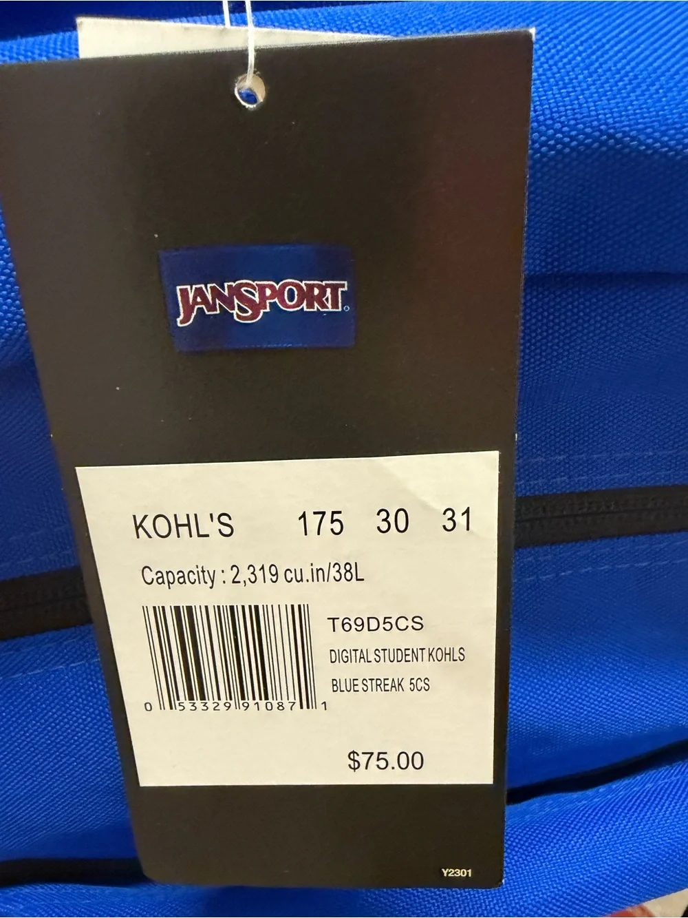 NWT JanSport Digital Student Blue Streak Classic Backpack -